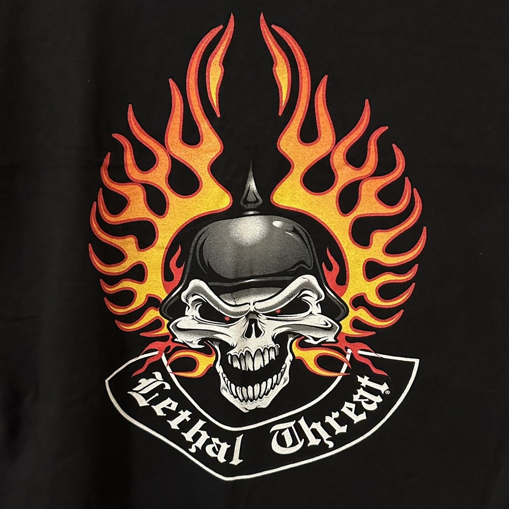 Lethal Threat (Skull With Military Helmet) - Black Shirt Men's Size XL